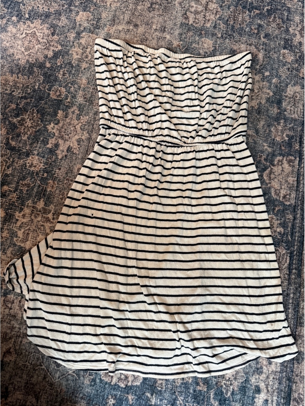 Old Navy Womens M Strapless Striped Dress Navy Ivory